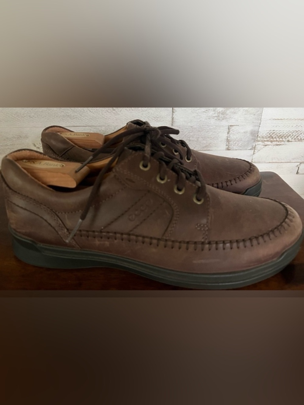 Ecco Seawalker Casual Walking Shoes Brown Leather Mens Size EU‎ 42 US 8-8.5